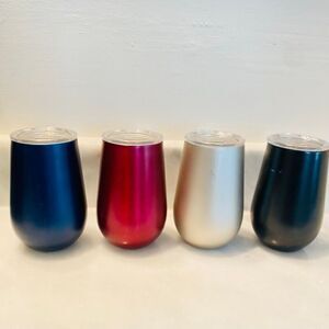 Lot Of 4 Rabbit Stainless Spill-Free Double Wall Tumblers Multicolor 12 Fl. Oz